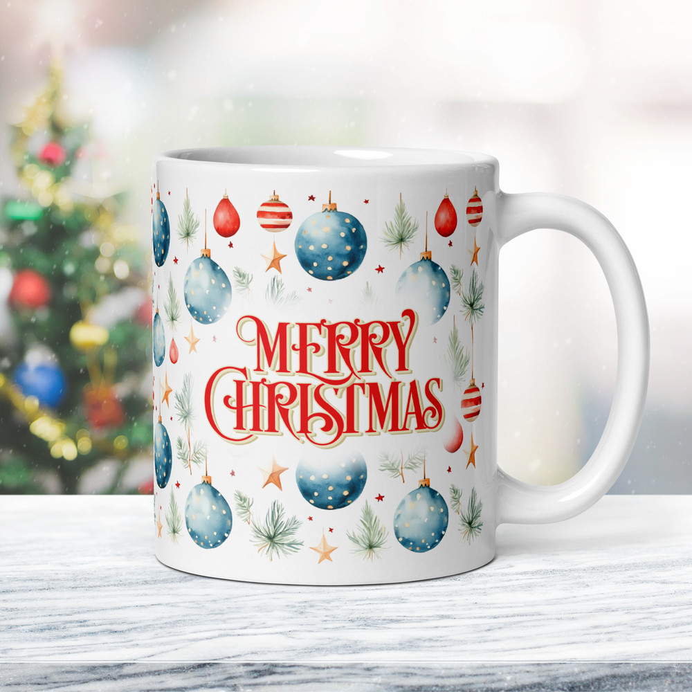 Christmas Balls Christmas Retro Style Coffee Mug Magic Ceramic Mug Retro Design Wraparound Mug Chri 0
