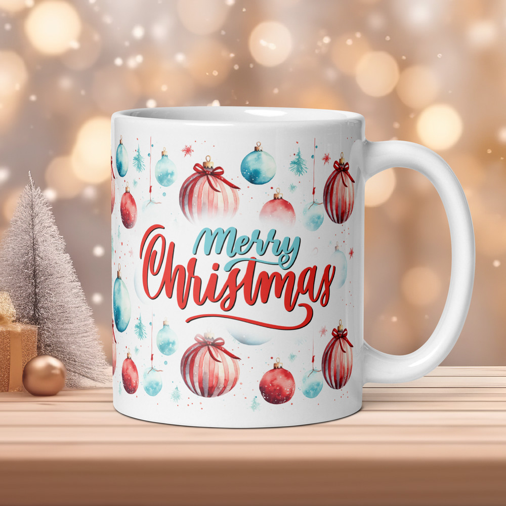 Retro Christmas Balls Christmas Retro Style Coffee Mug Magic Ceramic Mug Wraparound Mug Christmas T 0