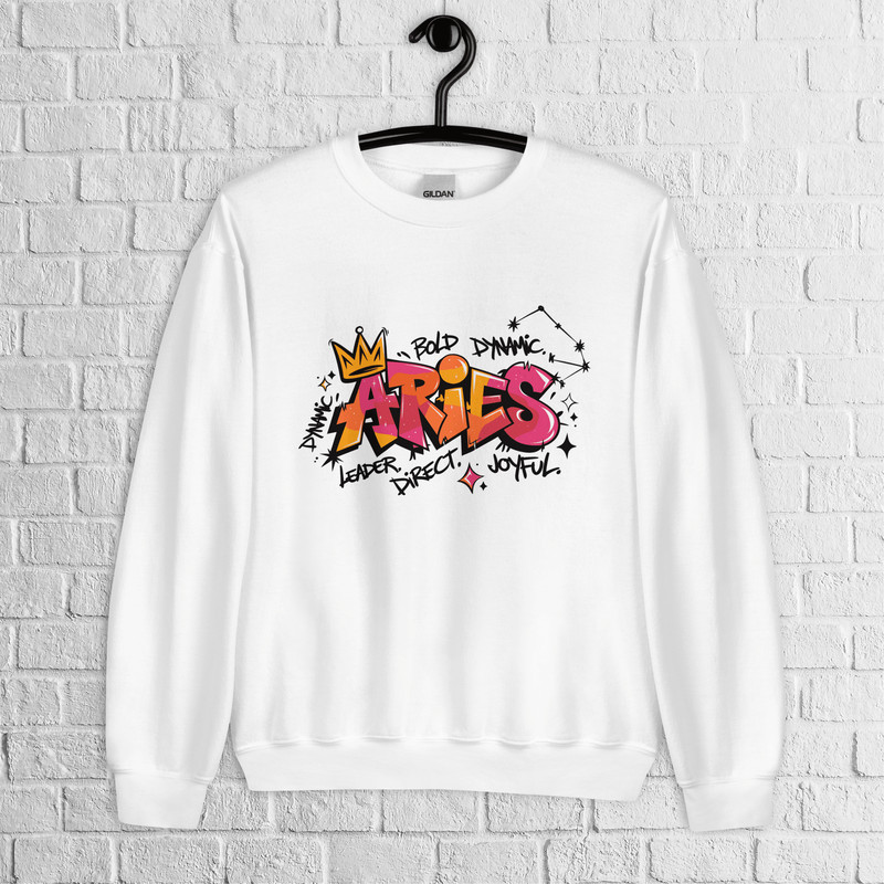 Aries Zodiac Graffiti Sweatshirt Aries Birthday Gift Sweatshirt Graffiti Street Art Astrology Sign 0