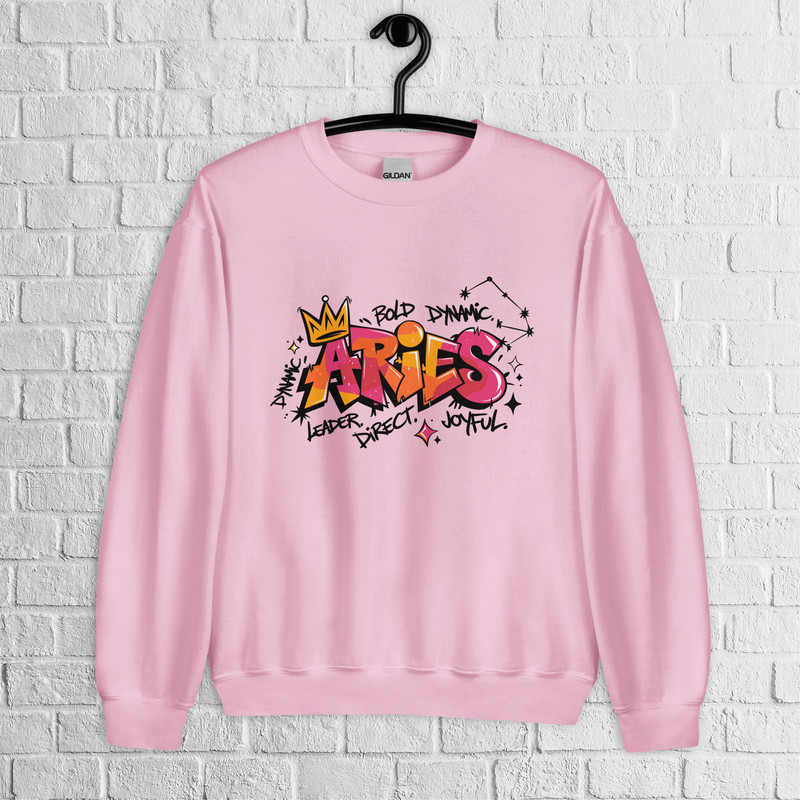 Aries Zodiac Graffiti Sweatshirt Aries Birthday Gift Sweatshirt Graffiti Street Art Astrology Sign 5