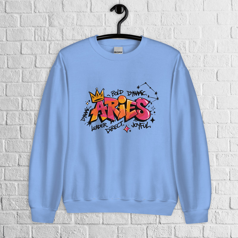 Aries Zodiac Graffiti Sweatshirt Aries Birthday Gift Sweatshirt Graffiti Street Art Astrology Sign 6
