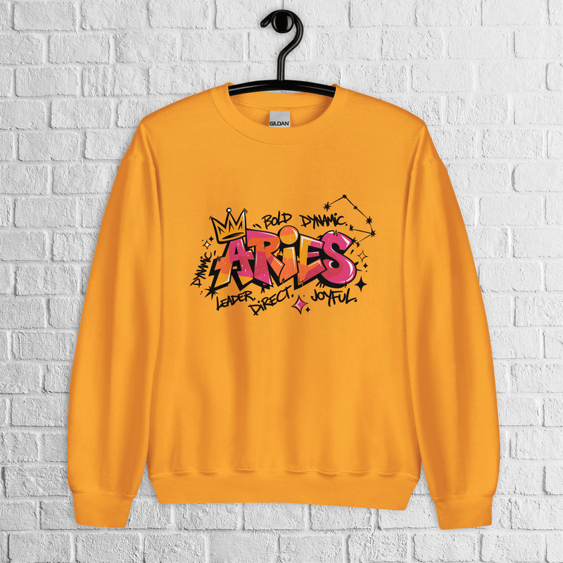 Aries Zodiac Graffiti Sweatshirt Aries Birthday Gift Sweatshirt Graffiti Street Art Astrology Sign 7