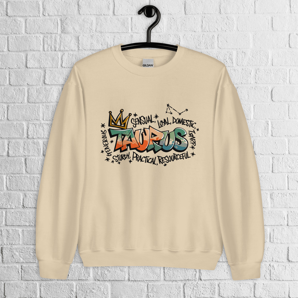 Taurus Zodiac Graffiti Sweatshirt Taurus Birthday Gift Sweatshirt Graffiti Street Art Astrology Sig 2