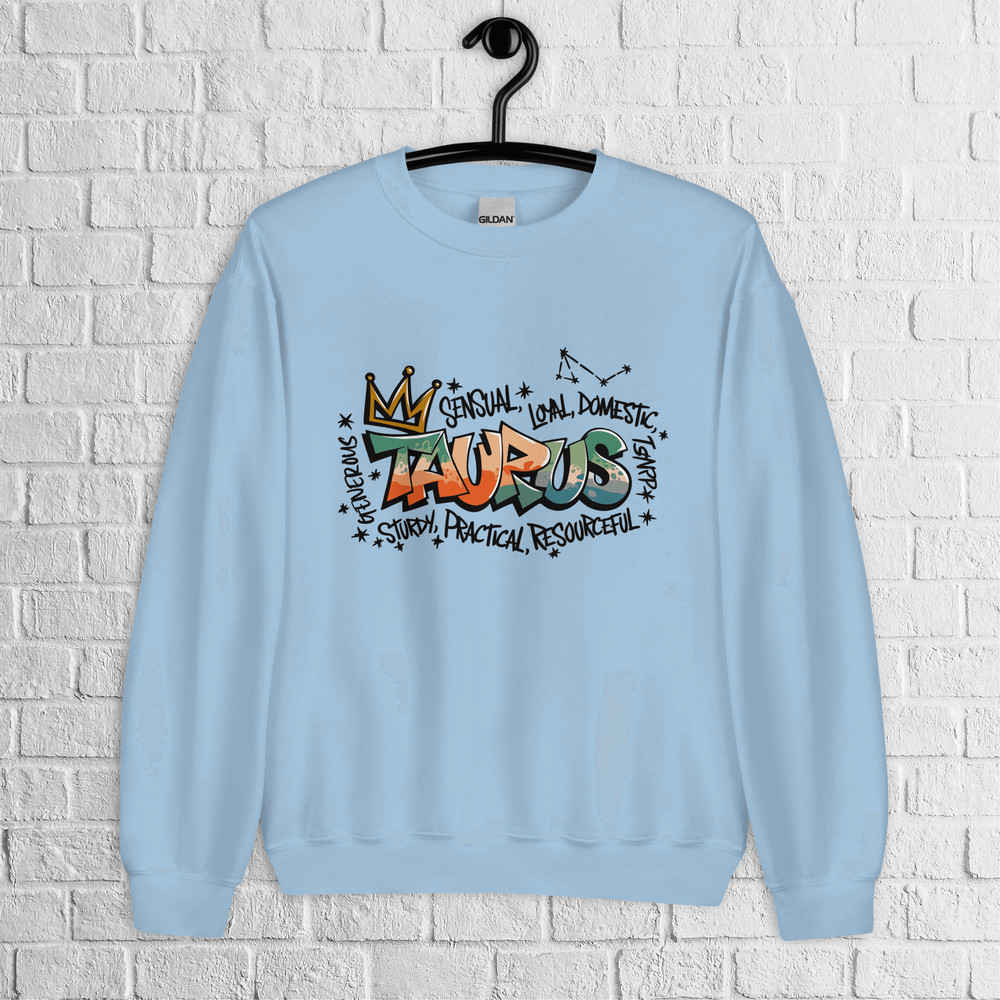 Taurus Zodiac Graffiti Sweatshirt Taurus Birthday Gift Sweatshirt Graffiti Street Art Astrology Sig 3