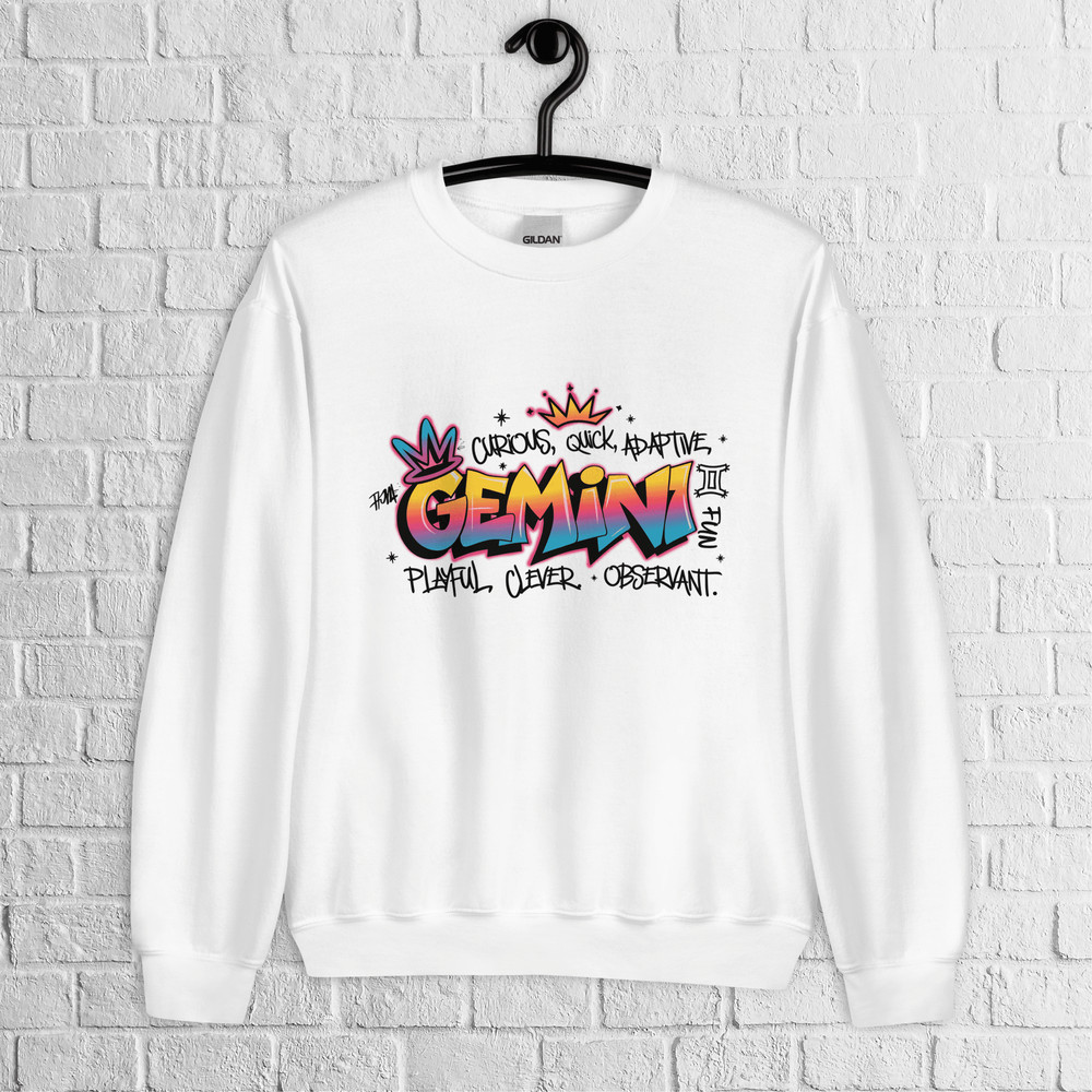 Gemini Zodiac Graffiti Sweatshirt Gemini Birthday Gift Sweatshirt Graffiti Street Art Astrology Sig 0