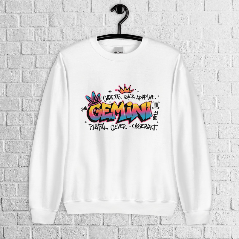 Gemini Zodiac Graffiti Sweatshirt Gemini Birthday Gift Sweatshirt Graffiti Street Art Astrology Sig 0