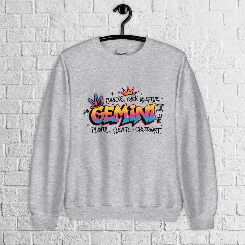 Gemini Zodiac Graffiti Sweatshirt Gemini Birthday Gift Sweatshirt Graffiti Street Art Astrology Sig 1