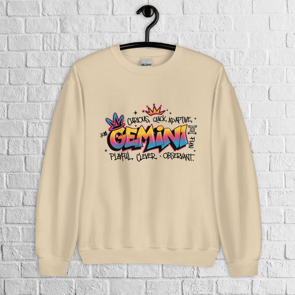 Gemini Zodiac Graffiti Sweatshirt Gemini Birthday Gift Sweatshirt Graffiti Street Art Astrology Sig 2