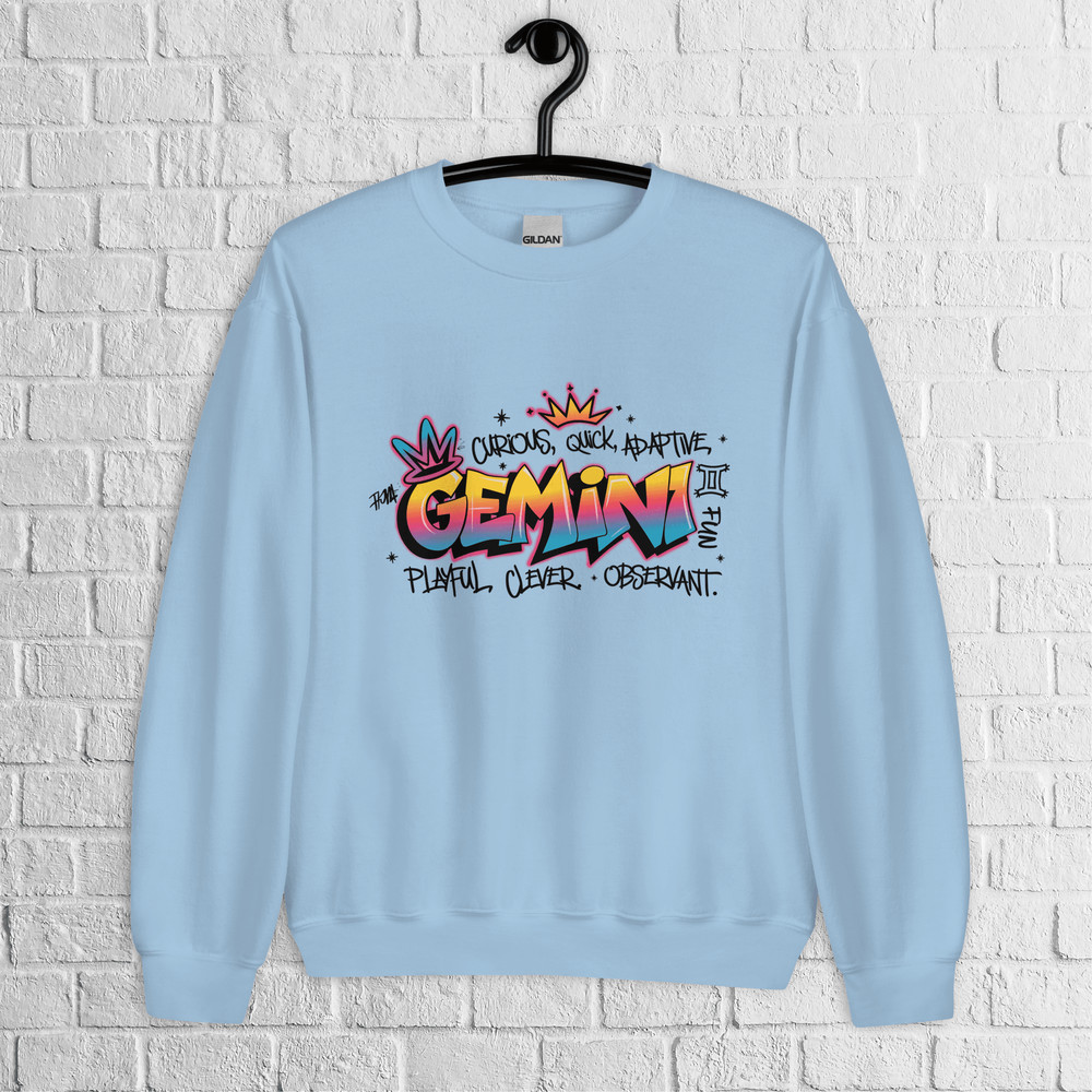 Gemini Zodiac Graffiti Sweatshirt Gemini Birthday Gift Sweatshirt Graffiti Street Art Astrology Sig 3