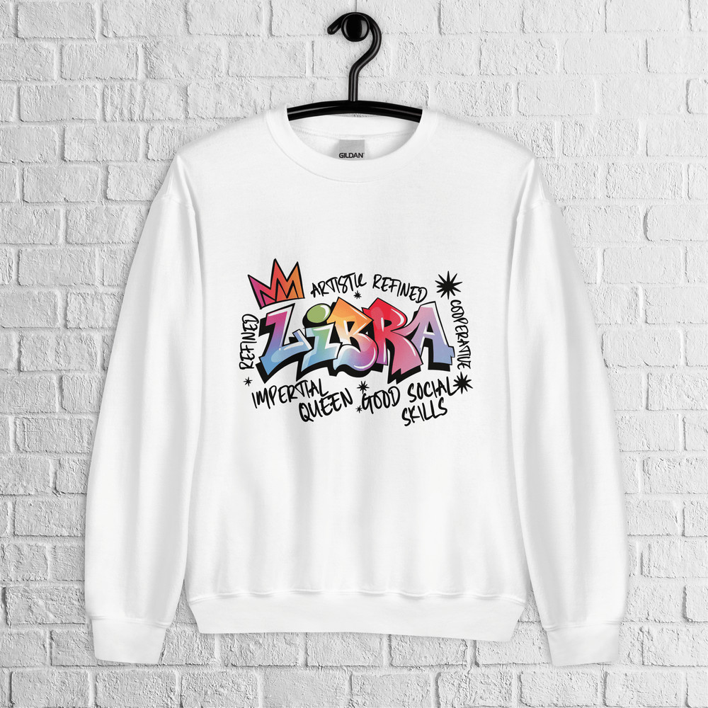 Libra Zodiac Graffiti Sweatshirt Libra Birthday Gift Sweatshirt Graffiti Street Art Astrology Sign 0