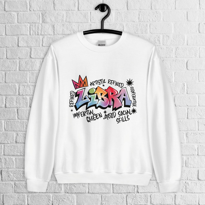 Libra Zodiac Graffiti Sweatshirt Libra Birthday Gift Sweatshirt Graffiti Street Art Astrology Sign 0