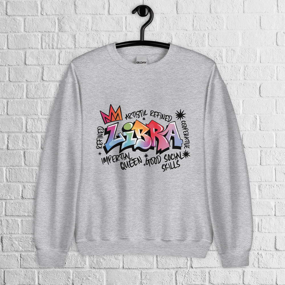 Libra Zodiac Graffiti Sweatshirt Libra Birthday Gift Sweatshirt Graffiti Street Art Astrology Sign 1