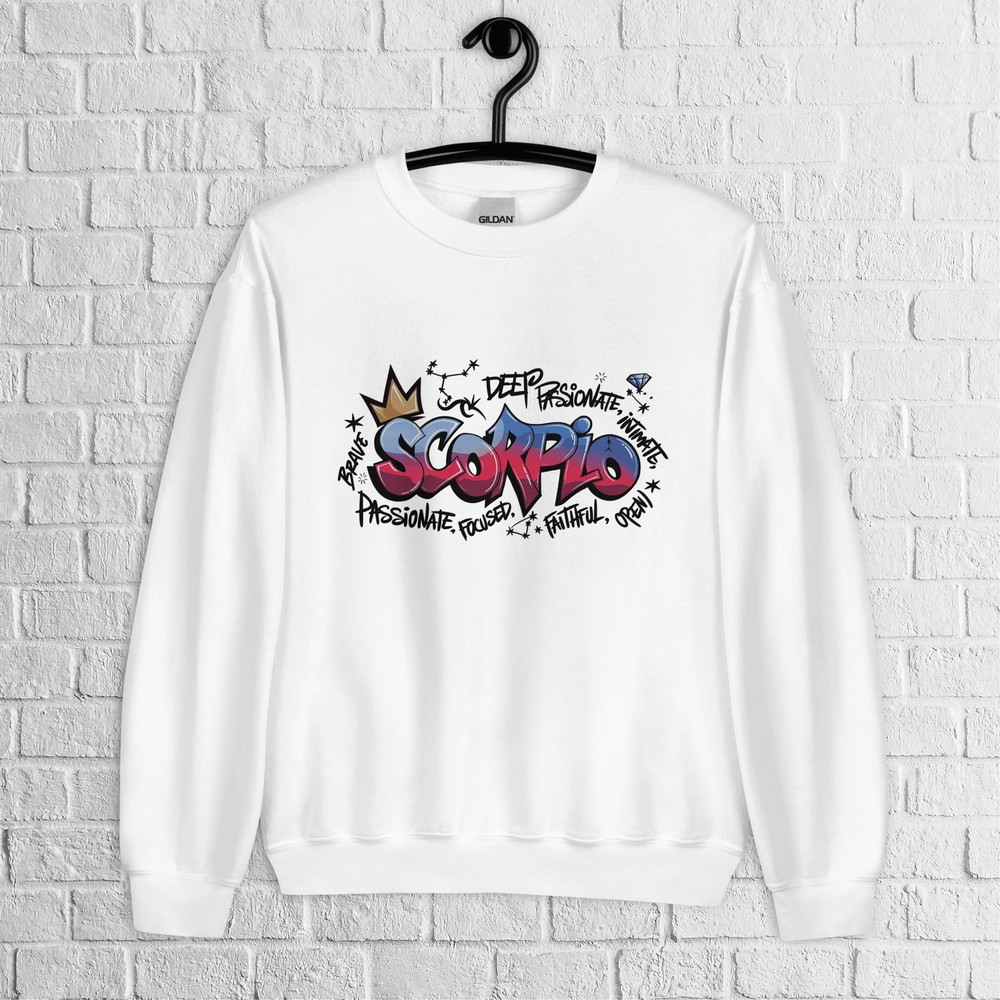 Scorpio Zodiac Graffiti Sweatshirt Scorpio Birthday Gift Sweatshirt Graffiti Street Art Astrology S 0