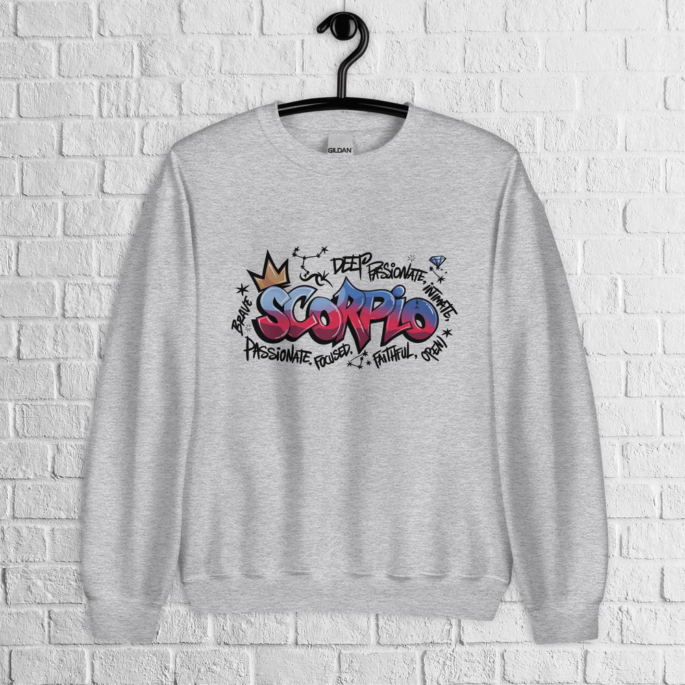 Scorpio Zodiac Graffiti Sweatshirt Scorpio Birthday Gift Sweatshirt Graffiti Street Art Astrology S 1