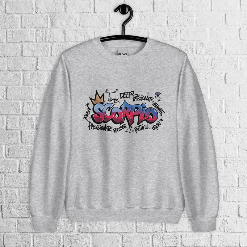 Scorpio Zodiac Graffiti Sweatshirt Scorpio Birthday Gift Sweatshirt Graffiti Street Art Astrology S 1