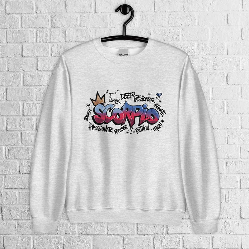 Scorpio Zodiac Graffiti Sweatshirt Scorpio Birthday Gift Sweatshirt Graffiti Street Art Astrology S 4