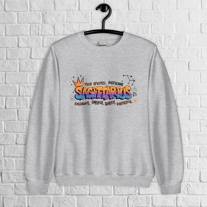 Sagittarius Zodiac Graffiti Sweatshirt Sagittarius Birthday Gift Sweatshirt Graffiti Street Art Ast 1