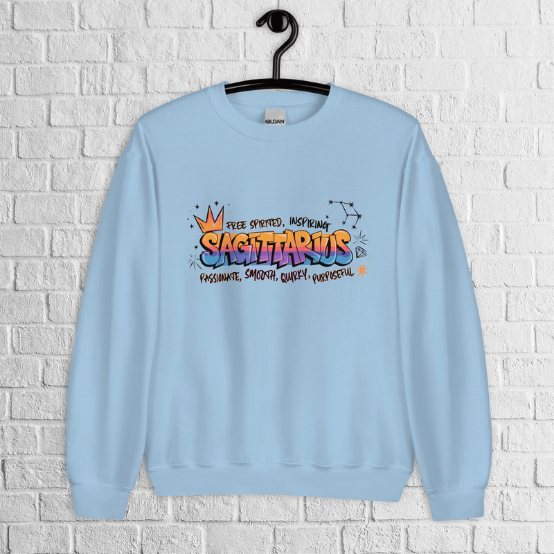 Sagittarius Zodiac Graffiti Sweatshirt Sagittarius Birthday Gift Sweatshirt Graffiti Street Art Ast 3