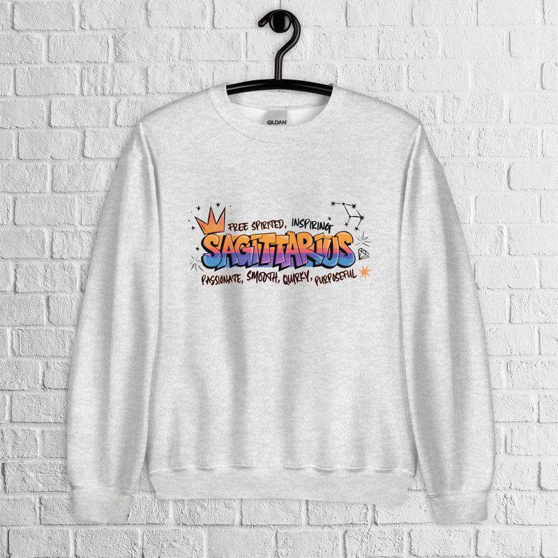 Sagittarius Zodiac Graffiti Sweatshirt Sagittarius Birthday Gift Sweatshirt Graffiti Street Art Ast 4