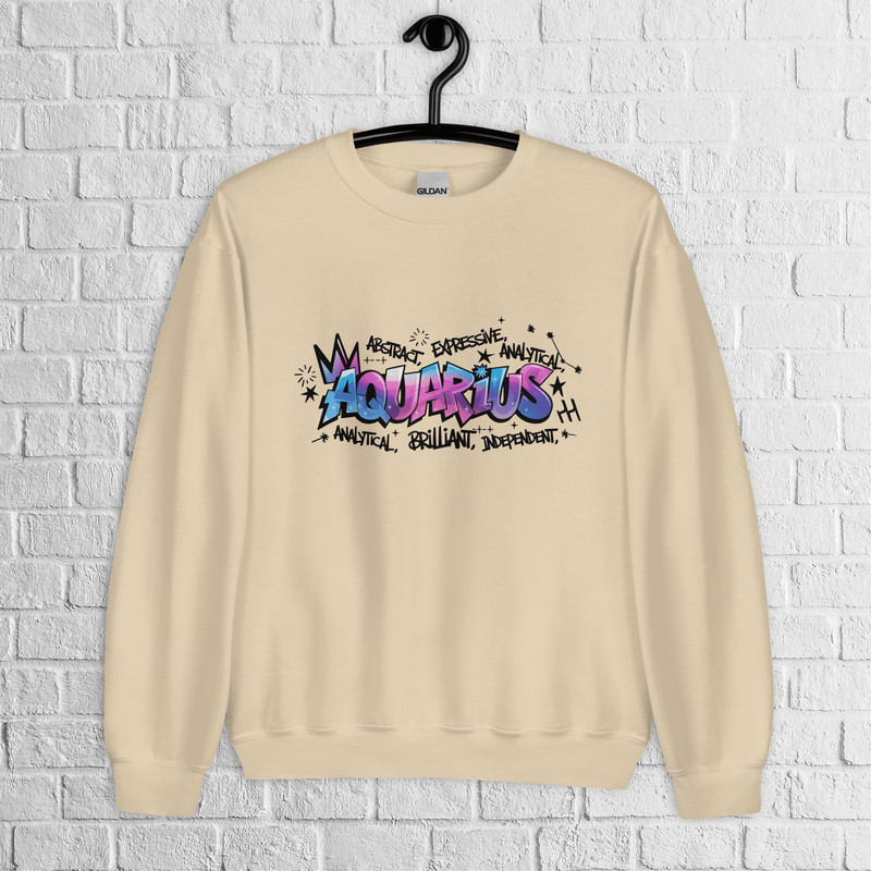 Aquarius Zodiac Graffiti Sweatshirt Aquarius Birthday Gift Sweatshirt Graffiti Street Art Astrology 2