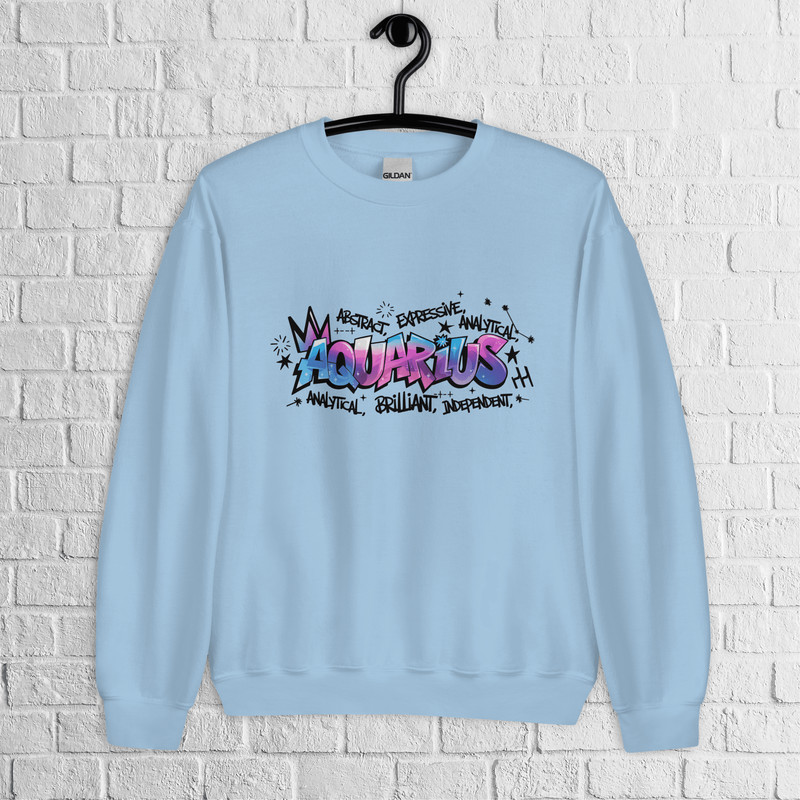 Aquarius Zodiac Graffiti Sweatshirt Aquarius Birthday Gift Sweatshirt Graffiti Street Art Astrology 3