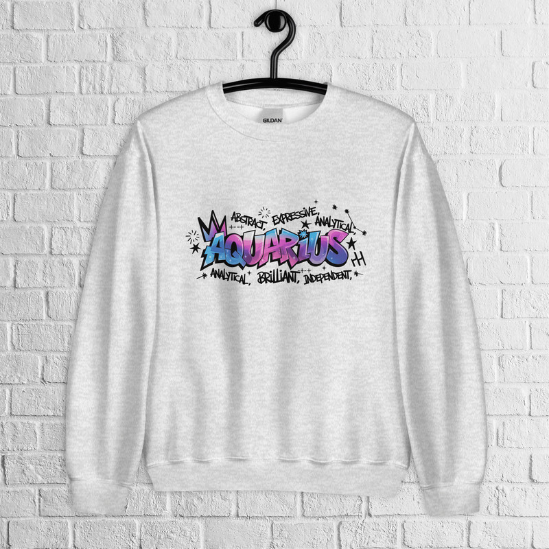 Aquarius Zodiac Graffiti Sweatshirt Aquarius Birthday Gift Sweatshirt Graffiti Street Art Astrology 4