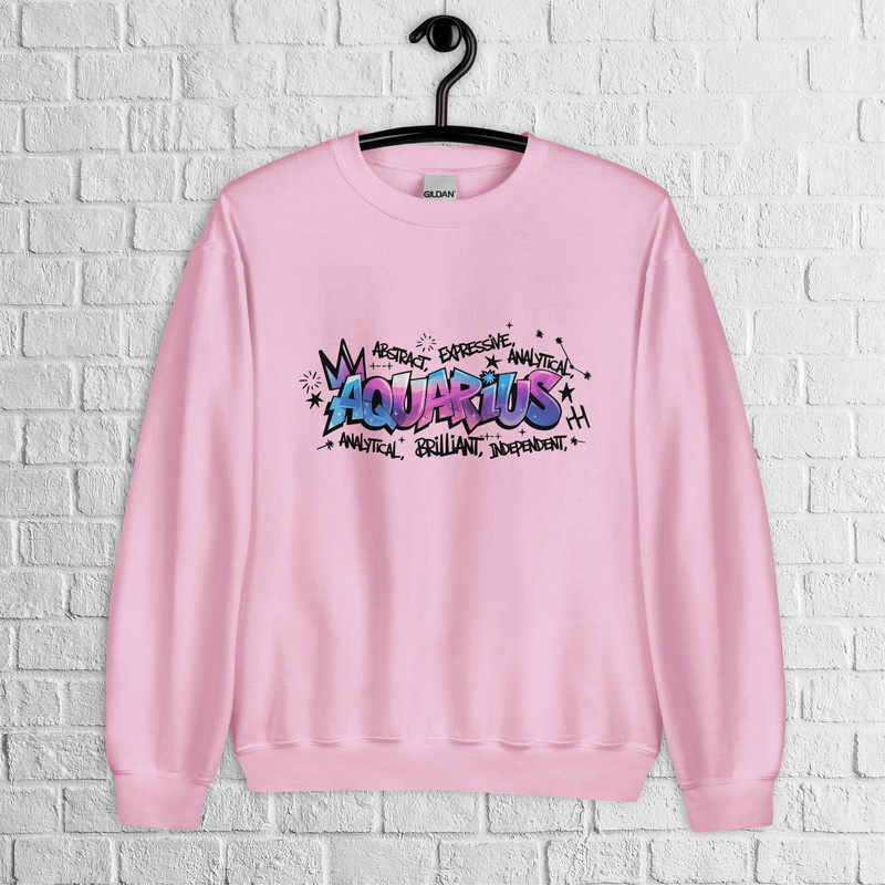 Aquarius Zodiac Graffiti Sweatshirt Aquarius Birthday Gift Sweatshirt Graffiti Street Art Astrology 5