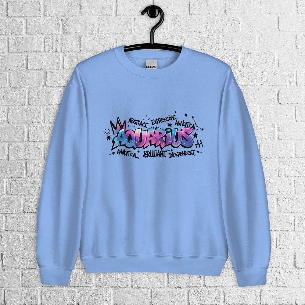 Aquarius Zodiac Graffiti Sweatshirt Aquarius Birthday Gift Sweatshirt Graffiti Street Art Astrology 6