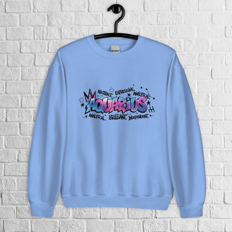 Aquarius Zodiac Graffiti Sweatshirt Aquarius Birthday Gift Sweatshirt Graffiti Street Art Astrology 6