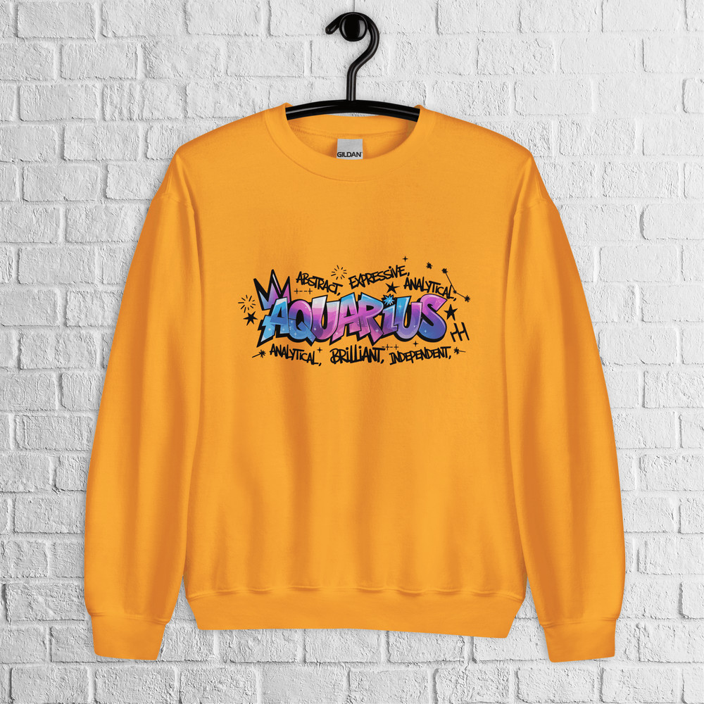 Aquarius Zodiac Graffiti Sweatshirt Aquarius Birthday Gift Sweatshirt Graffiti Street Art Astrology 7