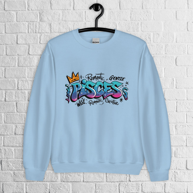 Pisces Zodiac Graffiti Sweatshirt Pisces Birthday Gift Sweatshirt Graffiti Street Art Astrology Sig 3