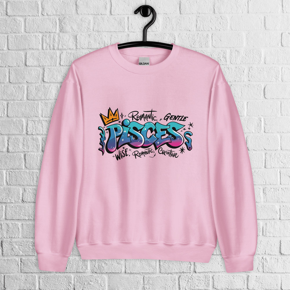 Pisces Zodiac Graffiti Sweatshirt Pisces Birthday Gift Sweatshirt Graffiti Street Art Astrology Sig 5