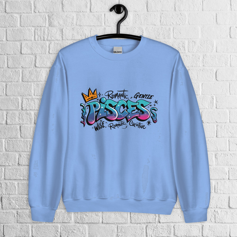 Pisces Zodiac Graffiti Sweatshirt Pisces Birthday Gift Sweatshirt Graffiti Street Art Astrology Sig 6