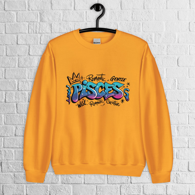 Pisces Zodiac Graffiti Sweatshirt Pisces Birthday Gift Sweatshirt Graffiti Street Art Astrology Sig 7
