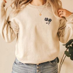 rose embroidered sweatshirt - women s all over print crewneck