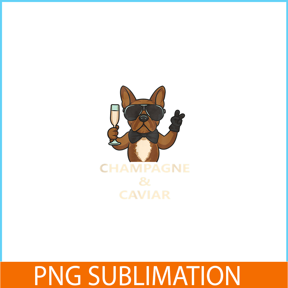 HL16102313-Champagne and Caviar PNG, French Bulldog PNG, Bulldog Mascot PNG.png