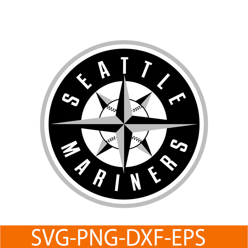 MLB2041223116-Seattle Mariners Black White Logo SVG, Major League Baseball SVG, Baseball SVG MLB2041223116.png
