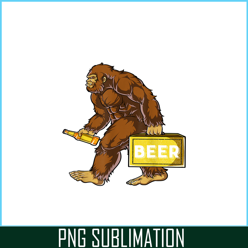 BEER28102312-Bigfoot with Beer PNG funny Sasquatch PNG Drinking Party PNG.png