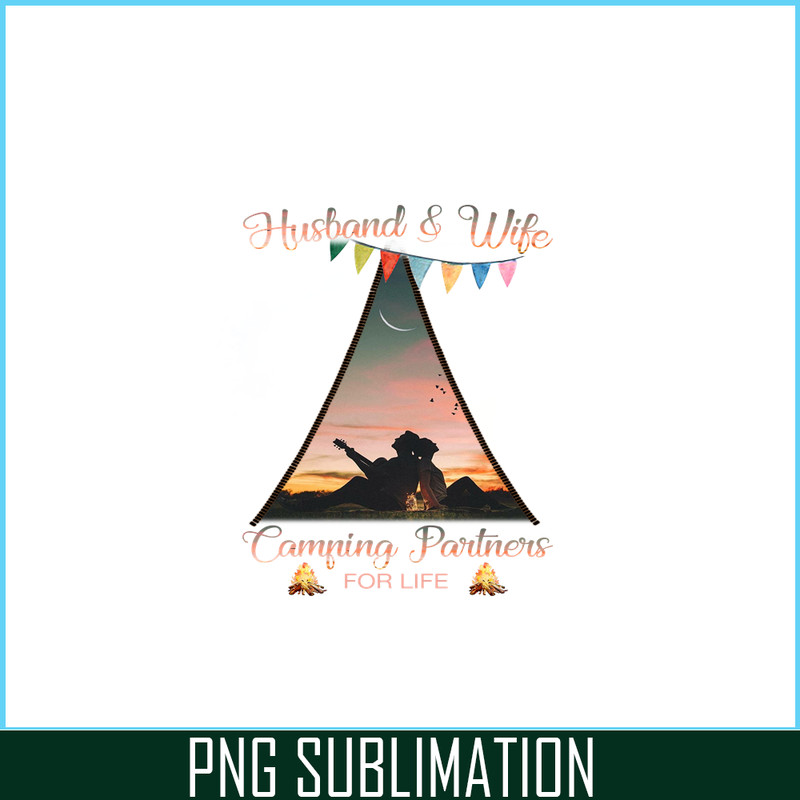 CAMP07112359-Husband And Wife Camping Partner For Life PNG Camping PNG Hut Opened The Scene Of The Couple Sitting At Night PNG.png