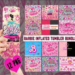 3d inflated pink princess tumbler wrap, puffy pink png, 20oz skinny straight tumbler wrap, sublimation wrap