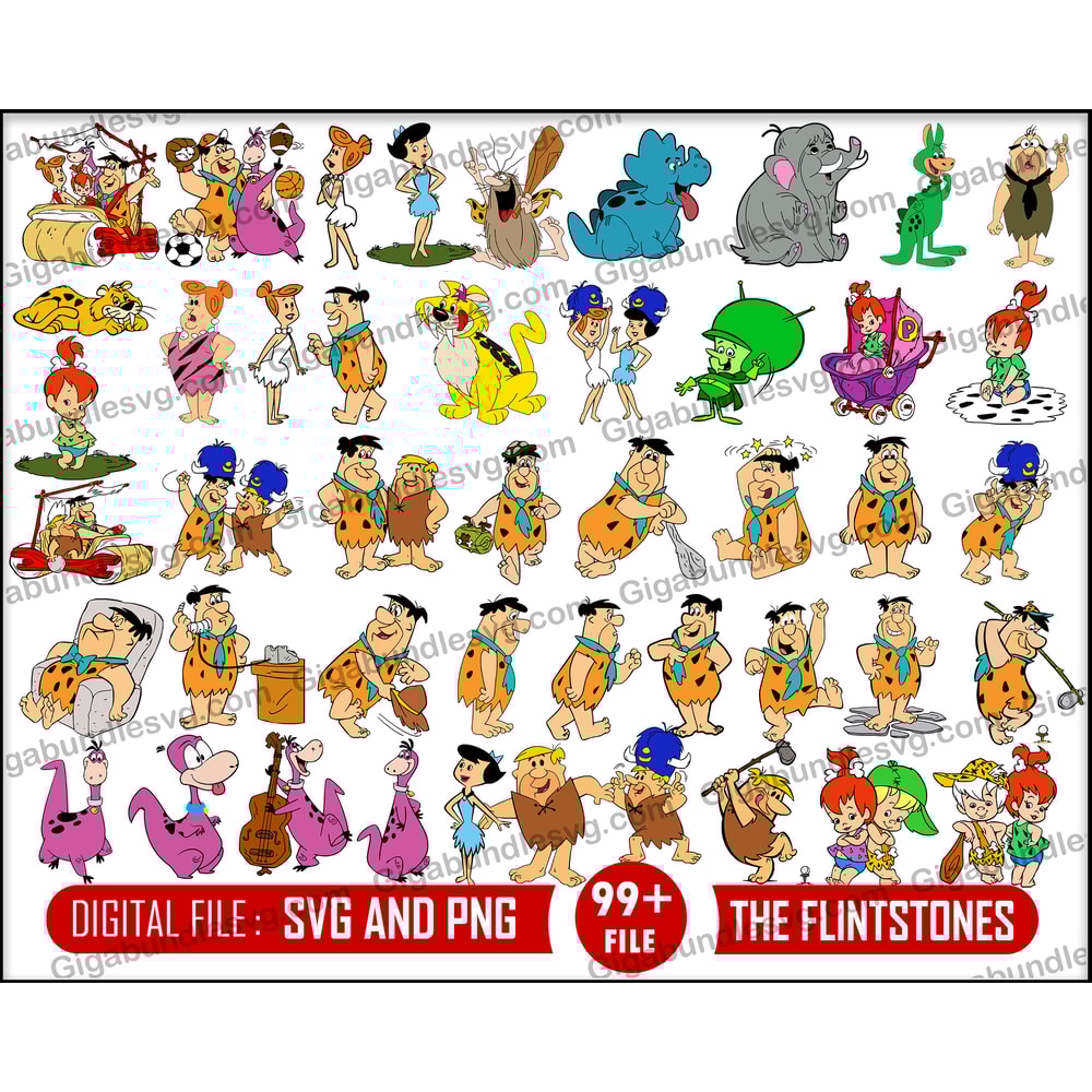 Flintstones Svg Bundle, Svg Pack, Layered Svg, PNG, PDF, EPS, Files for Cricut,, Svg Bundle, Cricut Cut, Fred, Pebbles.jpg