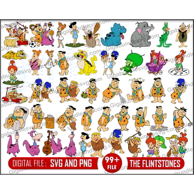 Flintstones Svg Bundle, Svg Pack, Layered Svg, PNG, PDF, EPS, Files for Cricut,, Svg Bundle, Cricut Cut, Fred, Pebbles.jpg