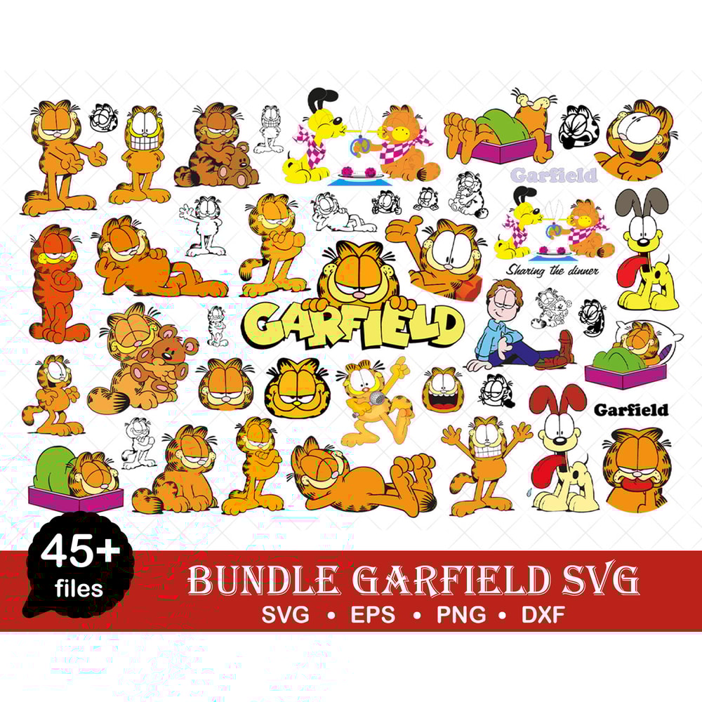 Garfield and Friends , Odie SVG ,Cat SVG , Instant Download , Garfield Vector Clip Art ,Cat Art.jpg