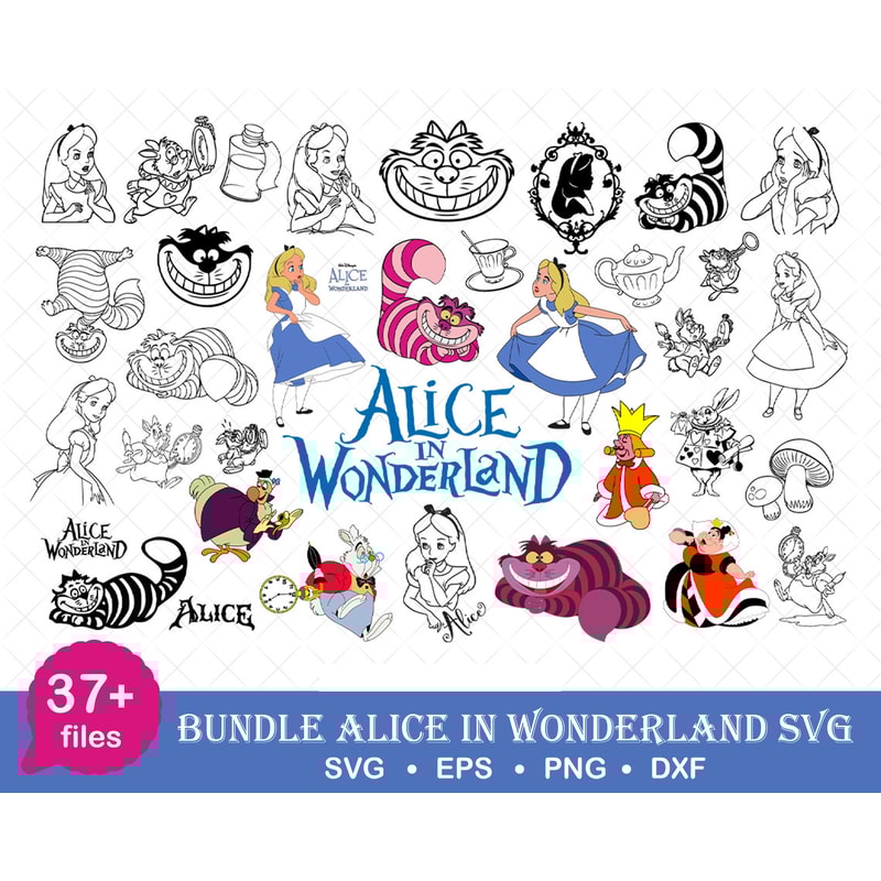 New Alice in Wonderland SVG, Alice svg, Princess svg, Wonderland, Queen of hearts svg, Alice Clipart.jpg