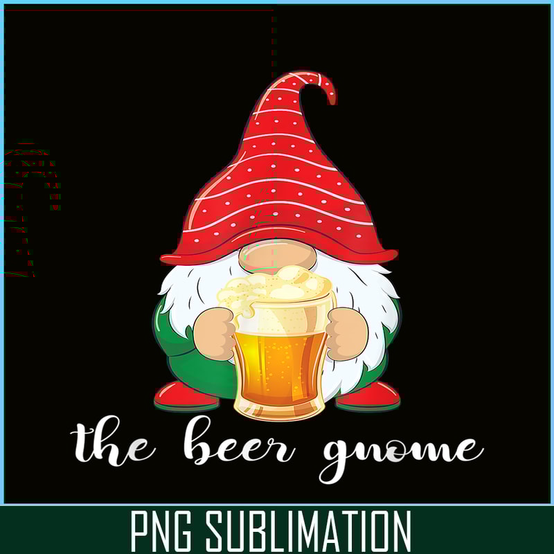BEER28102315-Christmas Funny Gnome Beer Lovers PNG The Beer Gnome PNG Drunk Gnome PNG.png