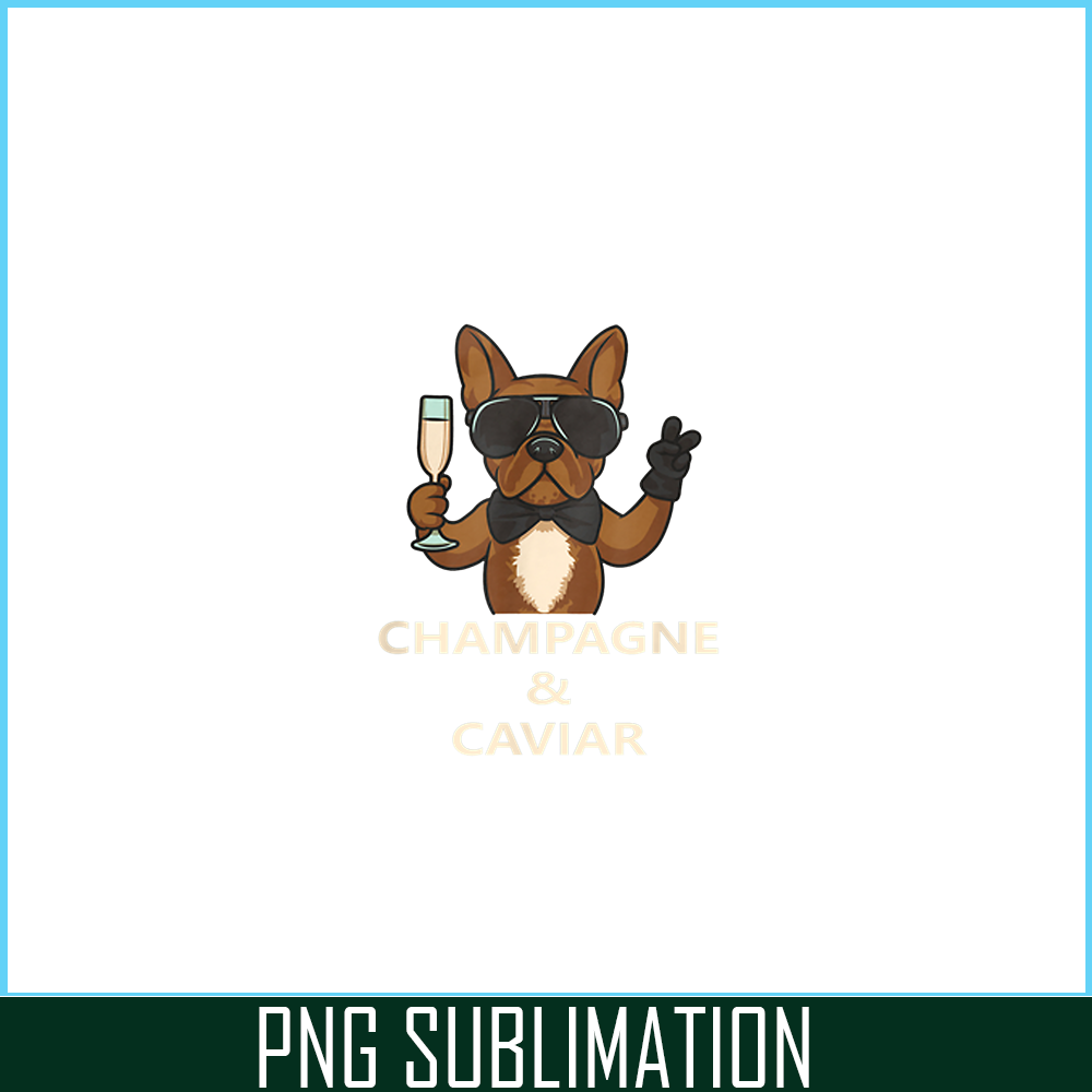 HL16102313-Champagne and Caviar PNG, French Bulldog PNG, Bulldog Mascot PNG.png