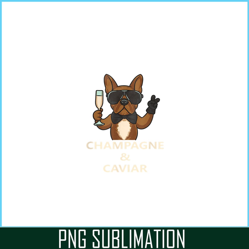HL16102313-Champagne and Caviar PNG, French Bulldog PNG, Bulldog Mascot PNG.png