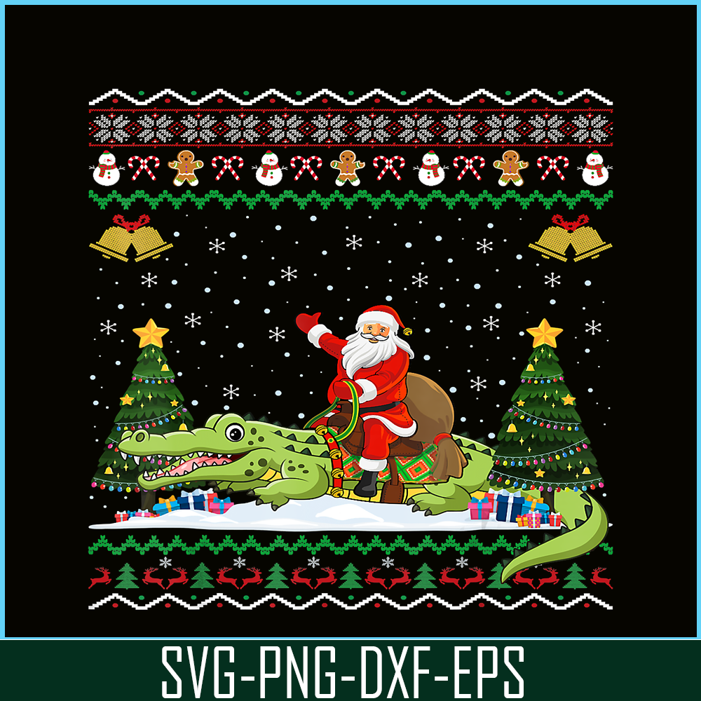 PNG14102374-Alligator Ugly Xmas Gift Santa Riding Alligator Christmas T-Shirt Png.png