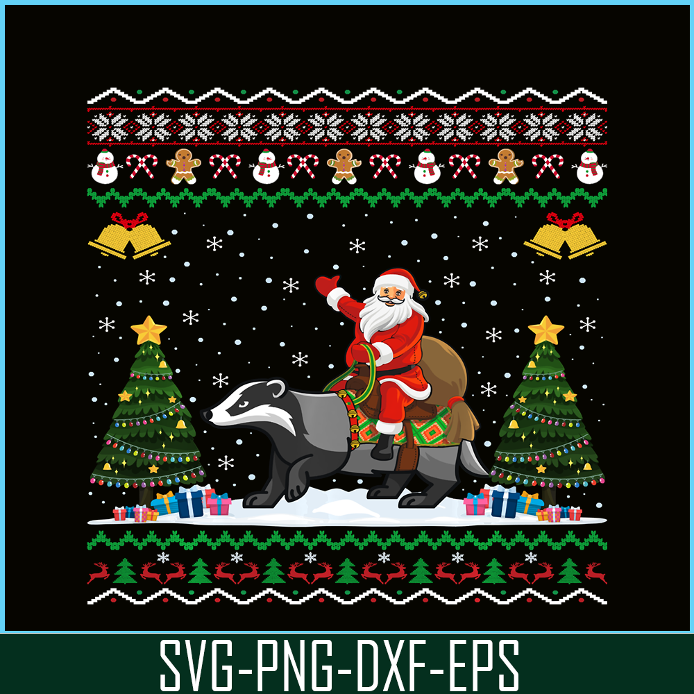 PNG14102381-Badger Ugly Xmas Gift Santa Riding Badger Christmas Sweatshirt Png.png