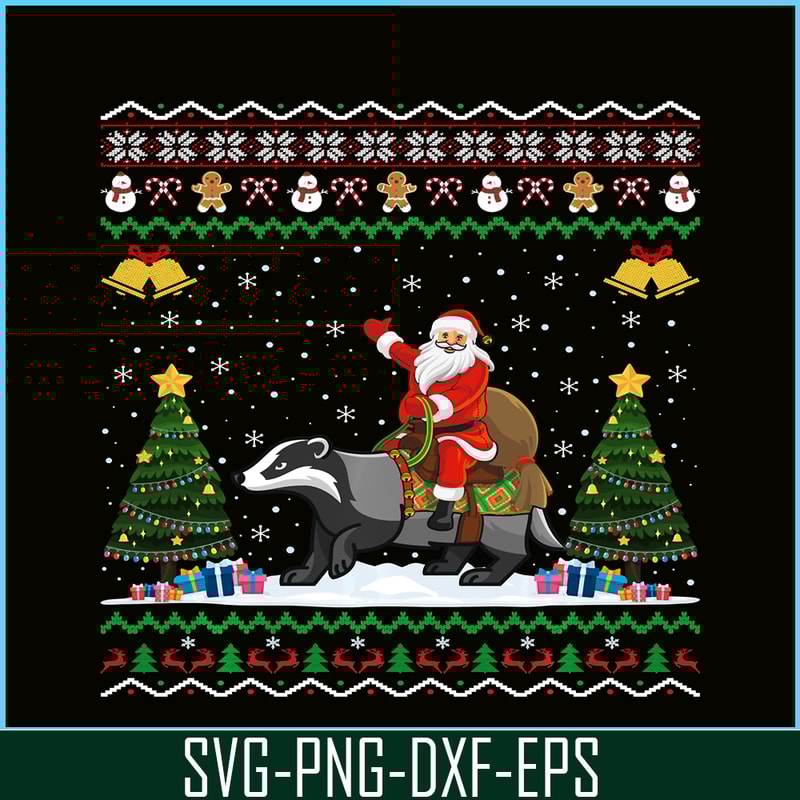 PNG14102381-Badger Ugly Xmas Gift Santa Riding Badger Christmas Sweatshirt Png.png